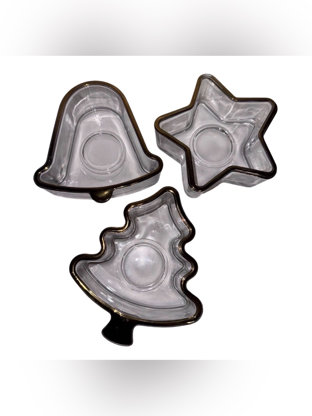 Vintage Elegant Trio Christmas Tea Light Candle Holders Made In USA Holiday